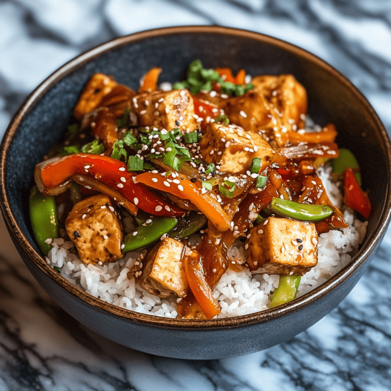 Easy and Quick Tofu Stir Fry Over White Rice