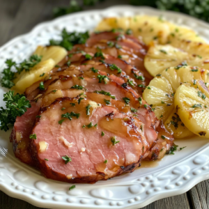 Easy Quick Baked Sliced Ham with Pineapple Glaze Recipe