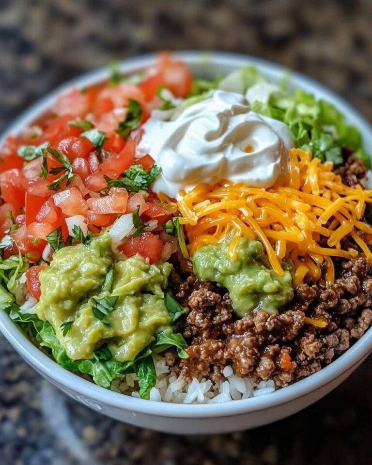 Best Ground Beef Taco Bowl with Guacamole, Pico de Gallo, Cheese & Sour Cream