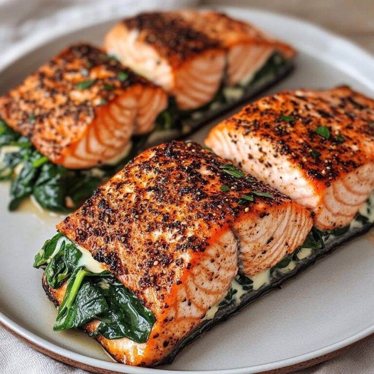 Easy Stuffed Salmon with Spinach and Feta Cheese