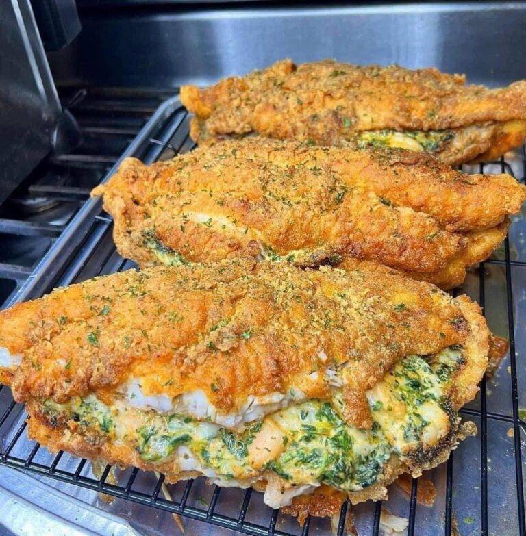 Easy Stuffed Fried Catfish with Broccoli and Cheese