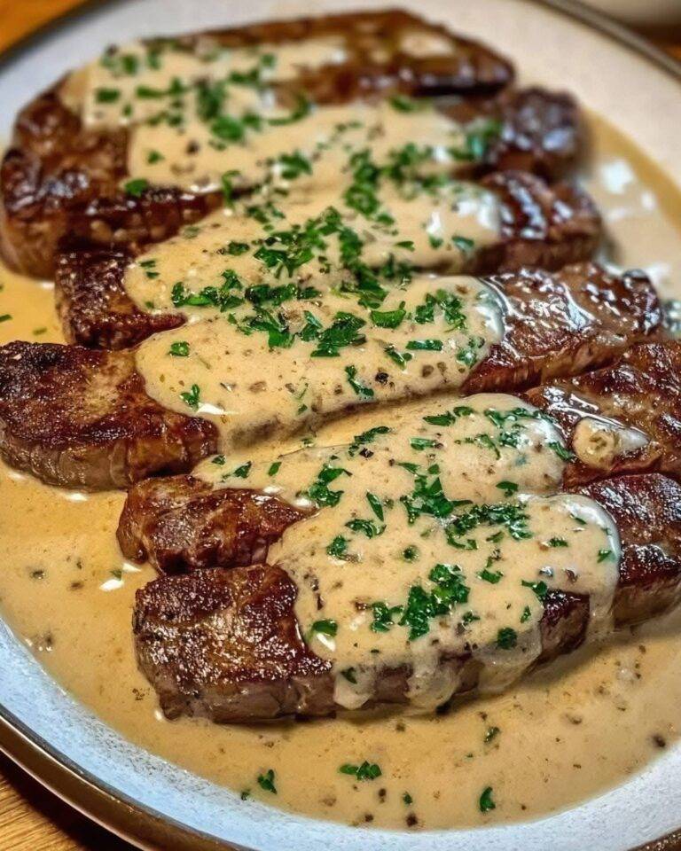 Steak with Creamy Garlic Sauce