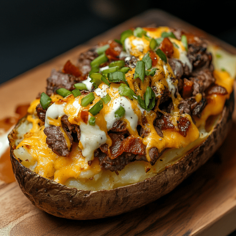 Best Loaded Steak and Cheese Baked Potatoes