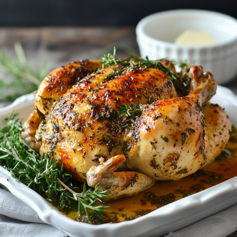 Best Juicy Whole Roasted Chicken with Butter, Garlic, and Herbs Recipe