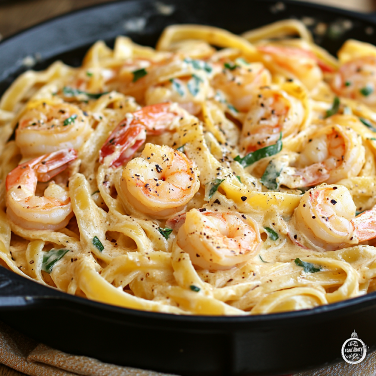 Best Creamy Shrimp Tuscan Fettuccine