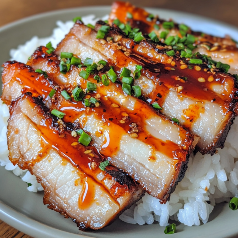 Best Pork Belly with White Rice and Spicy Sauce