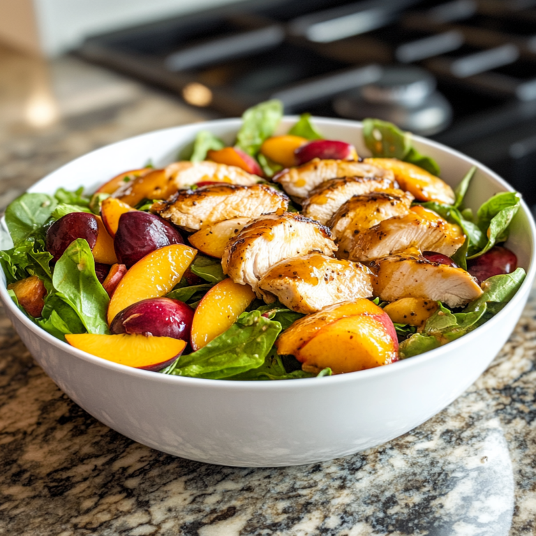 Chicken and Peach Salad with Honey Mustard Dressing