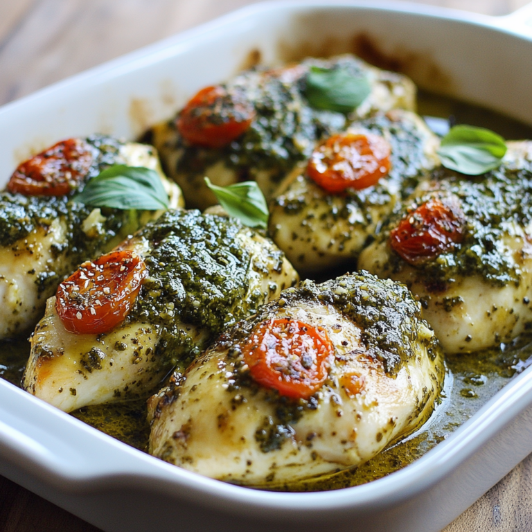 Best Baked Pesto Chicken with Sliced Tomatoes Recipe