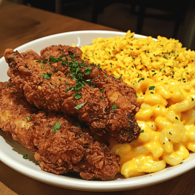 Best Fried Chicken with Mac & Cheese and Yellow Rice Recipe