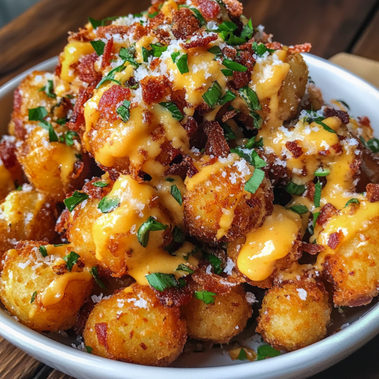 Loaded Tots with Homemade Cheese Sauce Recipe