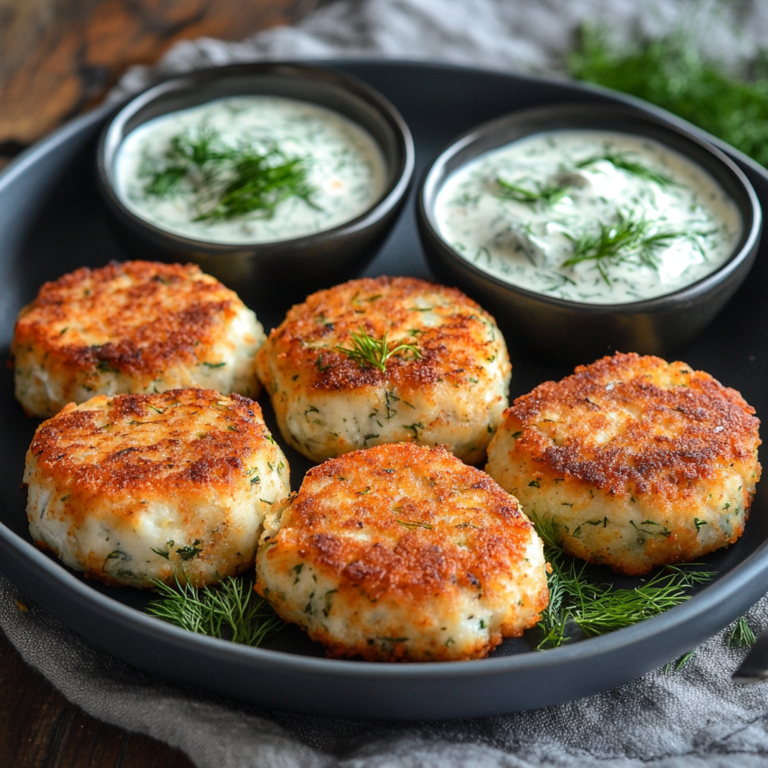 Spicy Fish Cakes with Dill Yogurt Sauce Recipe