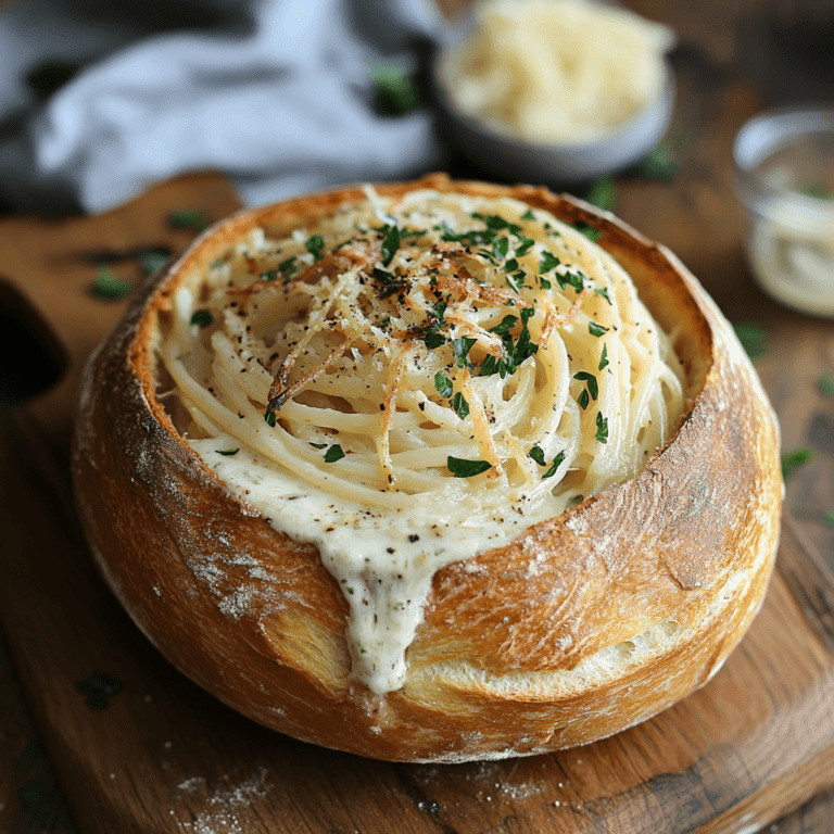 Alfredo Pasta Bread Bowl Recipe