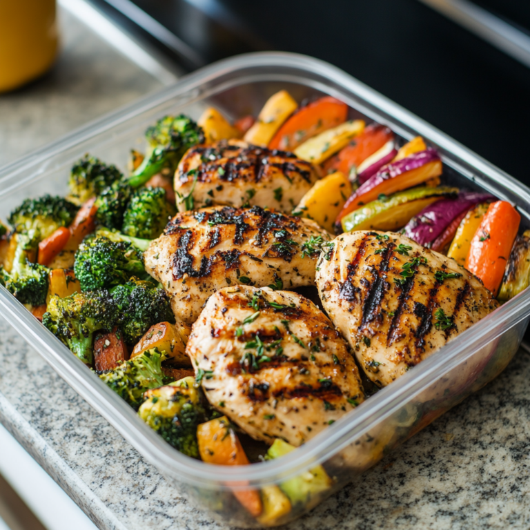 Easy Meal Prep Grilled Chicken with Steamed Veggies