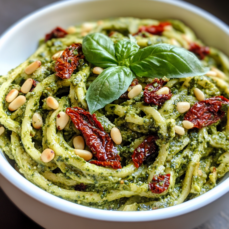 Pesto Zoodles with Sun-Dried Tomatoes