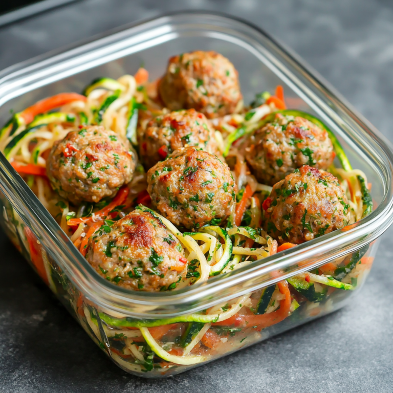 Turkey Meatballs with Zoodles Meal Prep