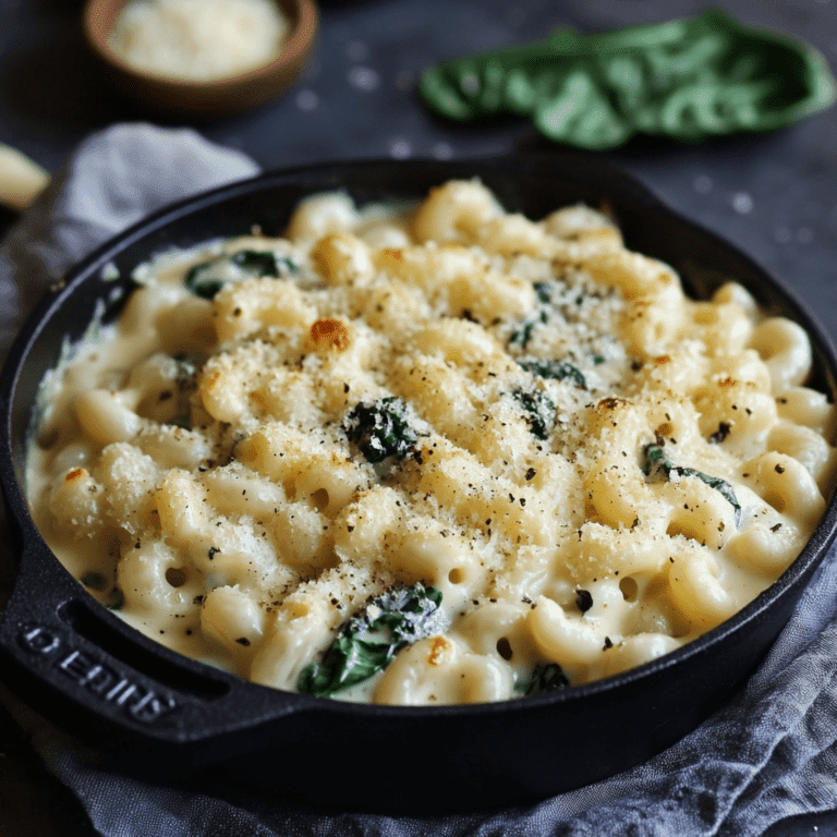 White Mac and Cheese with Spinach Recipe