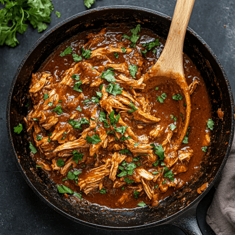 Easy BBQ and Garlic Sauce Pulled Chicken