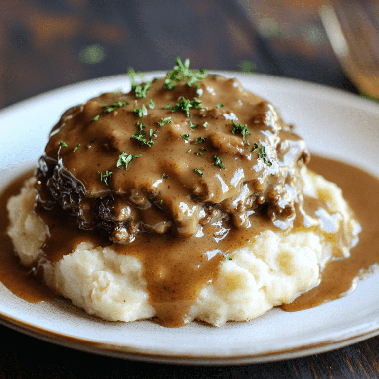 Beef Patty and Gravy with Mashed Potatoes Recipe