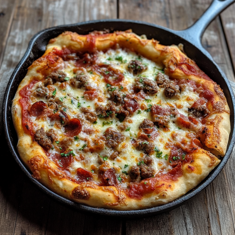 Sausage and Pepperoni Skillet Pizza Recipe