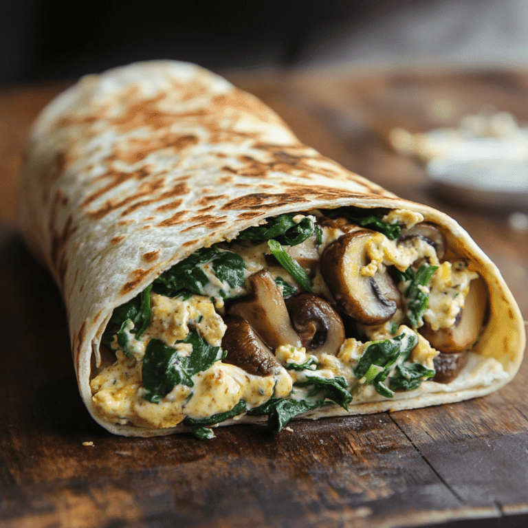 Spinach, Mushroom, and Egg Breakfast Wrap Recipe