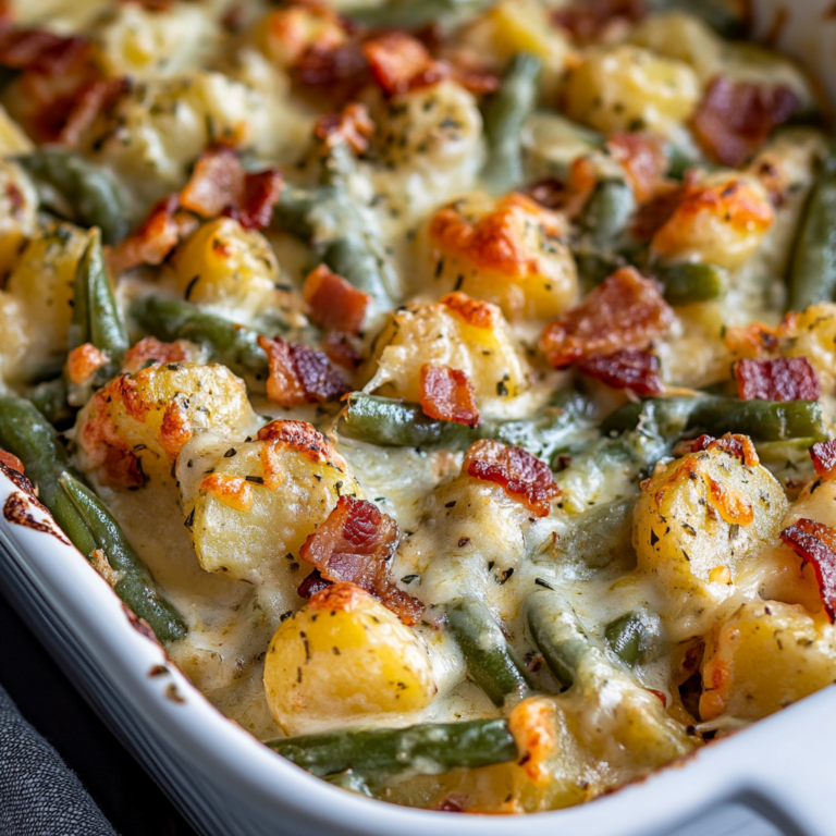 Potatoes, Bacon, and Green Beans Casserole